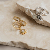 Monstrance Pearl Huggie Earrings