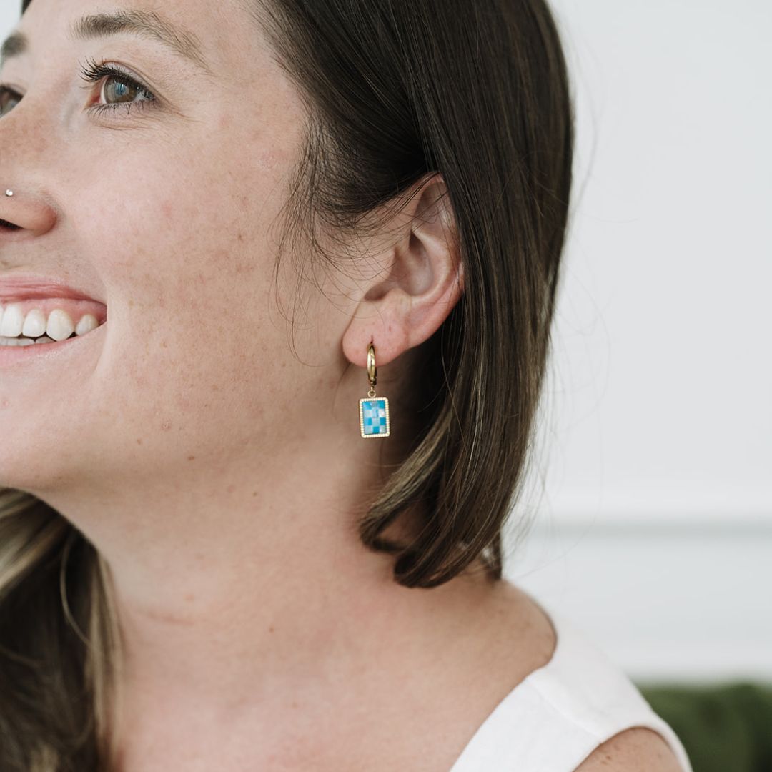 Close up of brunette model styling huggies