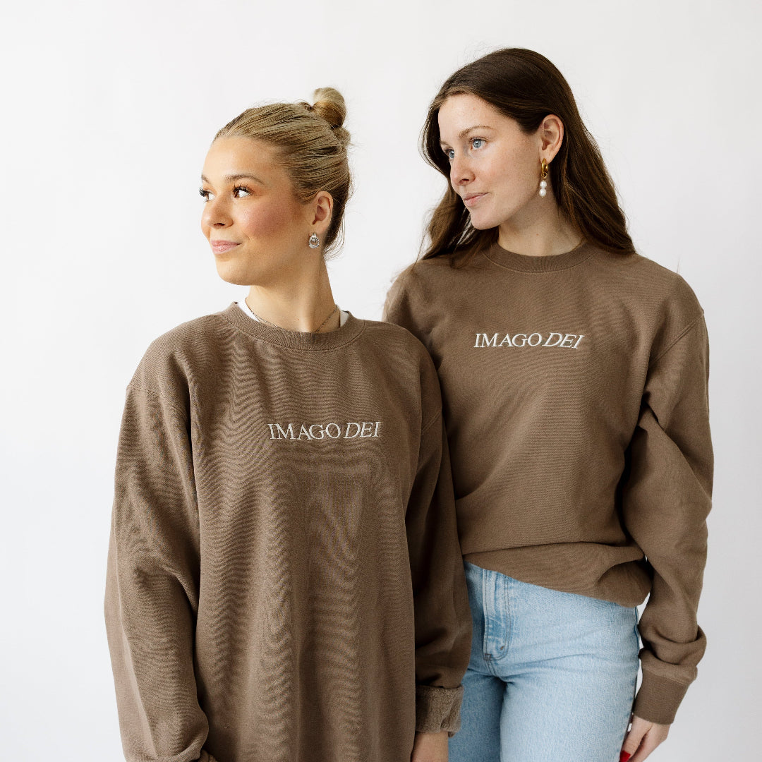 Two models wearing crewneck
