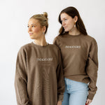 Two models wearing crewneck