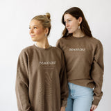 Two models wearing crewneck