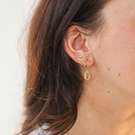 Close up of model in gold huggies