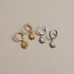 Tan background silver and gold huggies