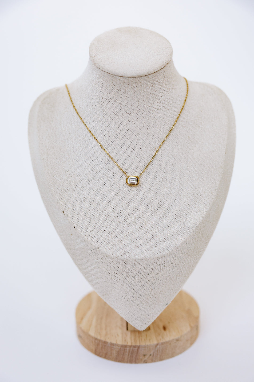 Zoomed out mannequin crystal necklace