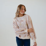 Full body model wearing Totus Tuus crewneck