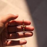 Close up hand holding necklace