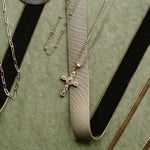 Green background crystal cross