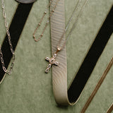 Green background crystal cross