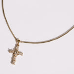 Close up crystal cross white background