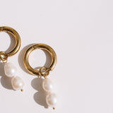 Laura Pearl Gold Hoops